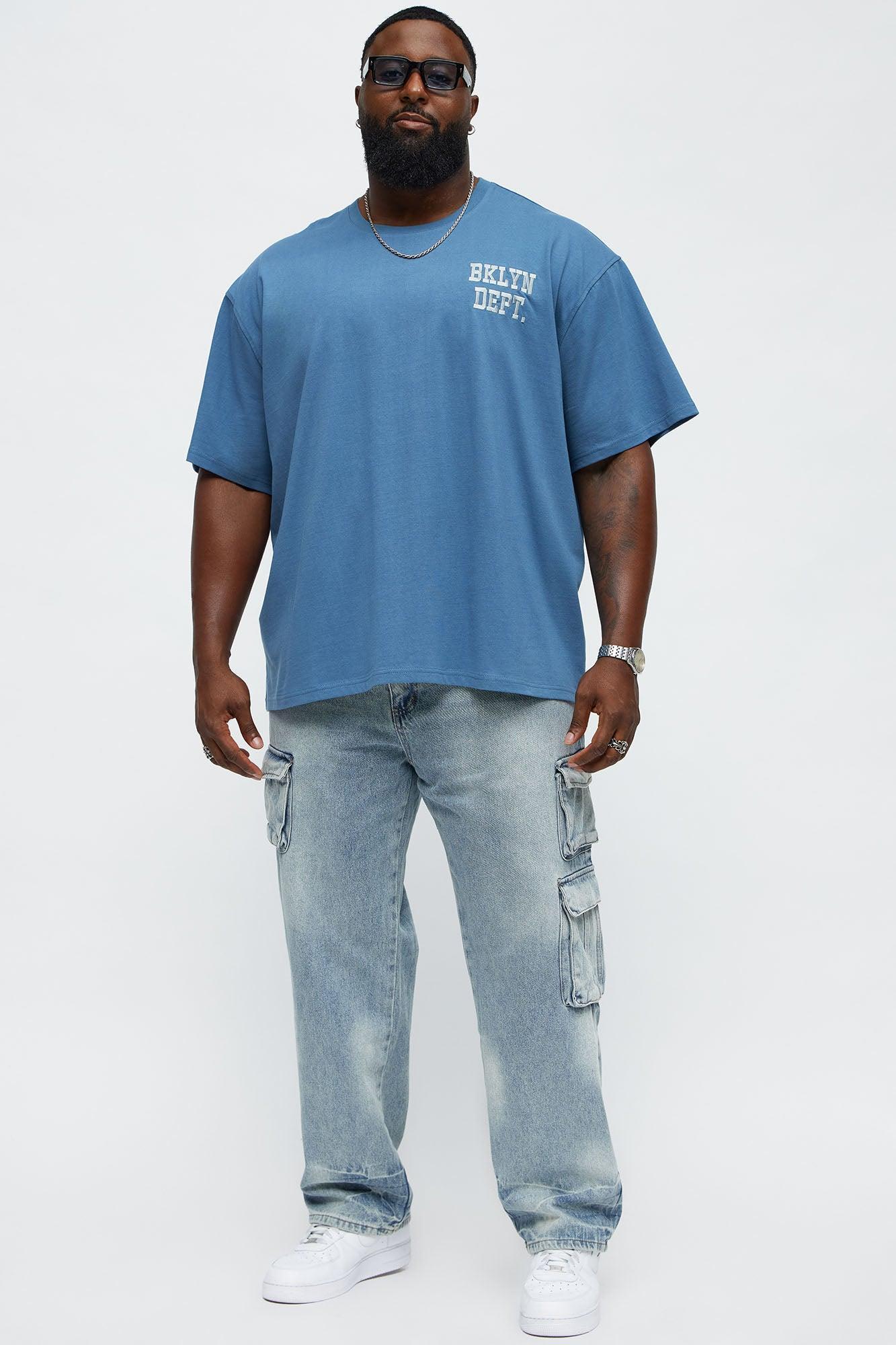 Short Sleeve Blessed Puff Print Tee - Blue Male Product Image