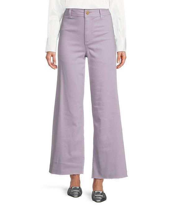 Antonio Melani Alexandra Twill High Rise Wide Leg Raw Hem Cropped Chino Pants Product Image
