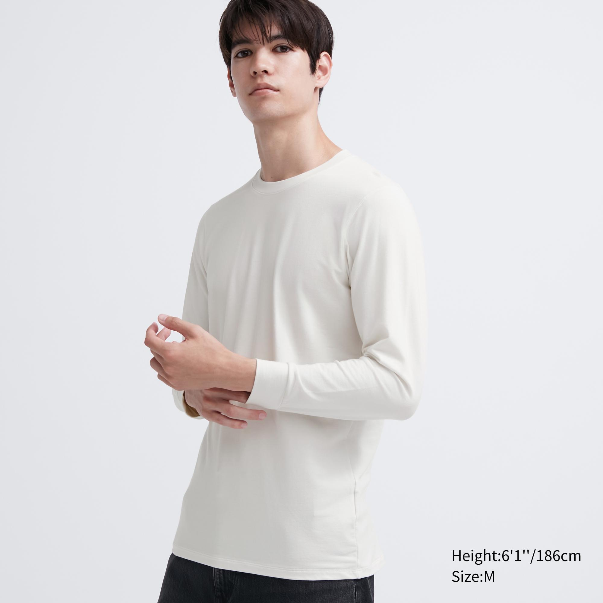 Mens Heattech Cotton T-Shirt Extra Warm with Odor Control Off White XS UNIQLO US Product Image