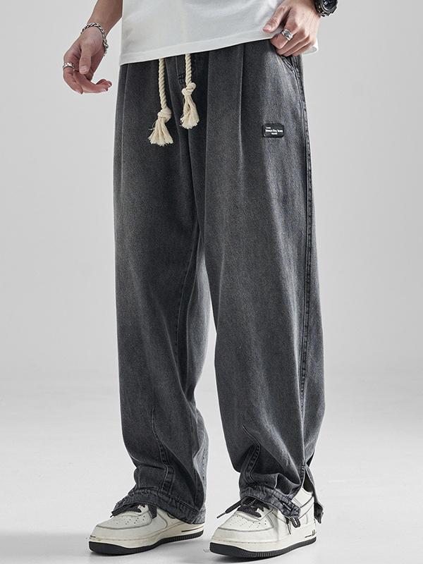 Retro Distressed Washed Feet Loose Jeans Product Image