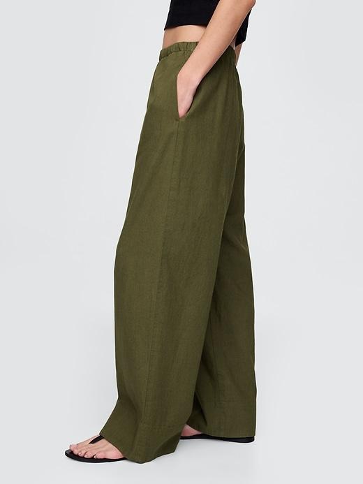 Linen-Blend Easy Wide-Hem Pants Product Image