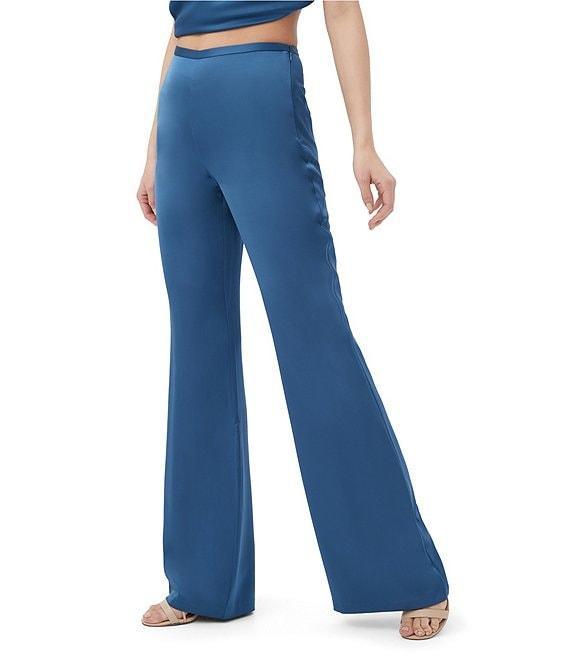Trina Turk Anmitsu Satin Flat Front Flare Leg Pants Product Image