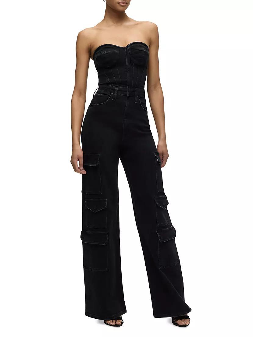 Bustier Denim Cargo Jumpsuit Product Image