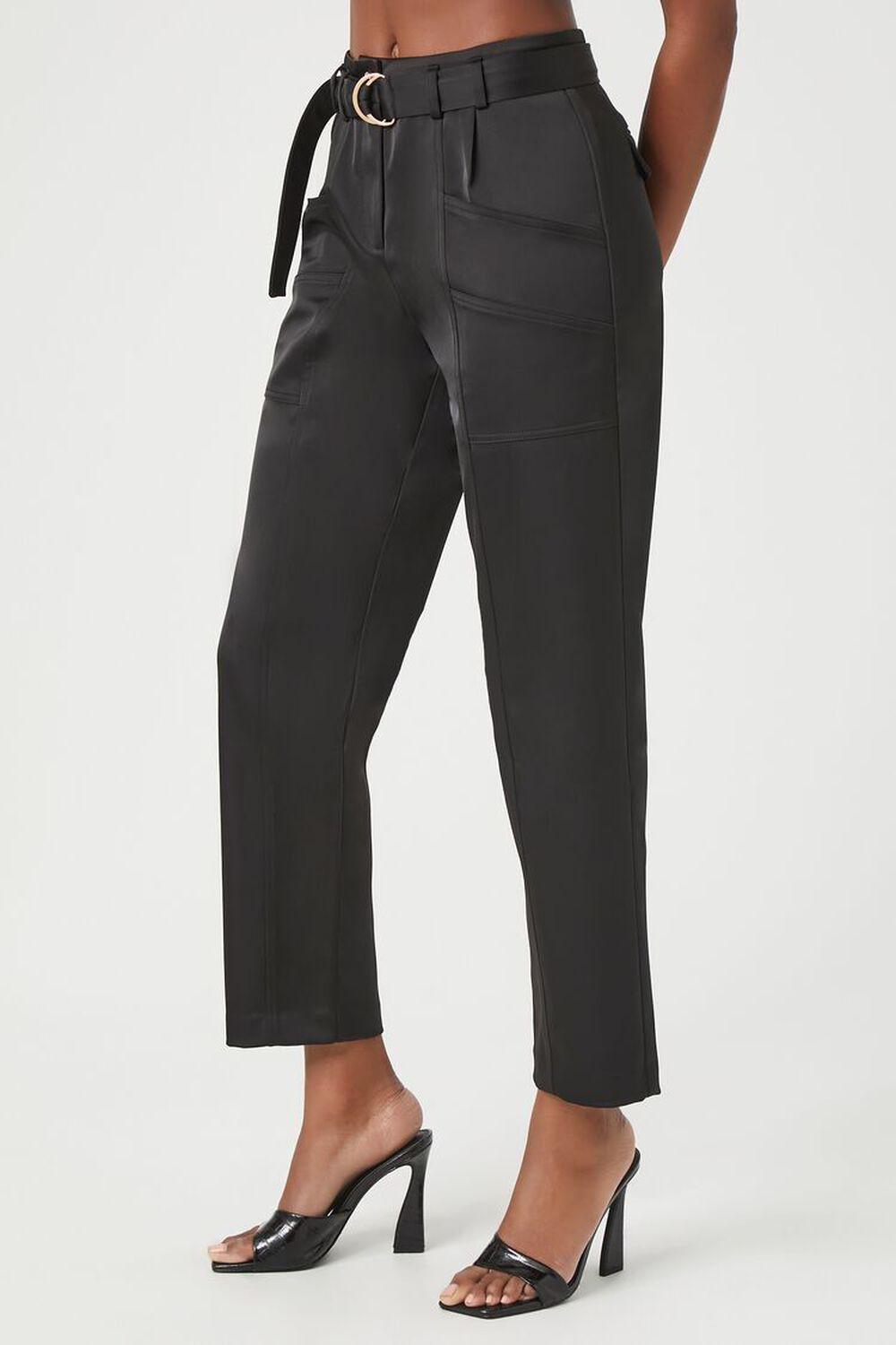 Satin Belted Straight-Leg Pants | Forever 21 Product Image