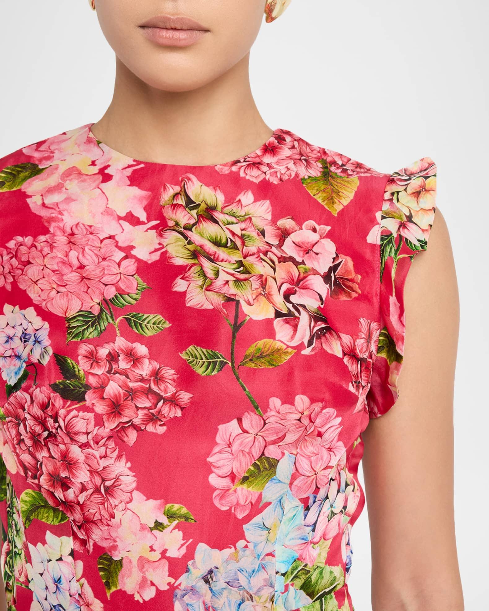 Sleeveless Hydrangea-Print Bubble Mini Dress Product Image