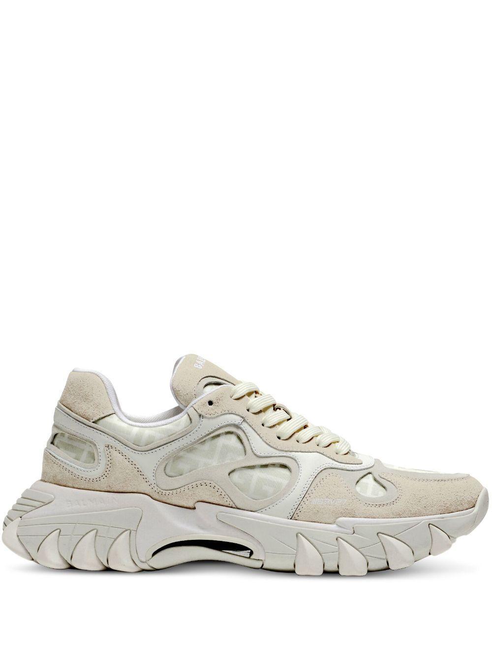 BALMAIN B-east Monogram Sneakers In White Product Image