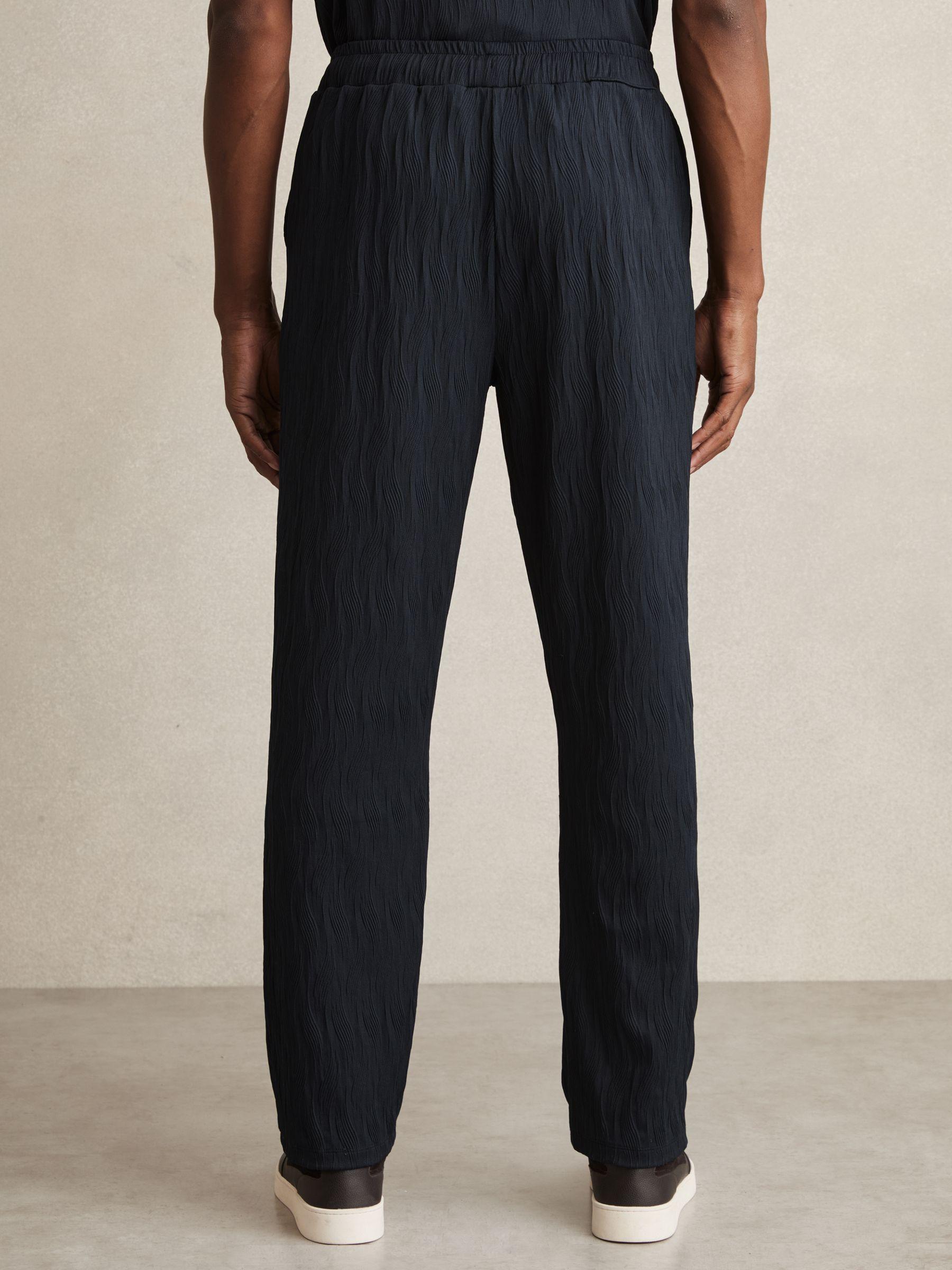 Wave-Jacquard Drawstring Trousers in Navy Product Image