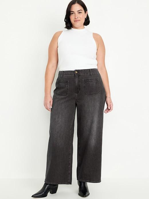 High-Waisted Baggy Wide-Leg Trouser Jeans Product Image