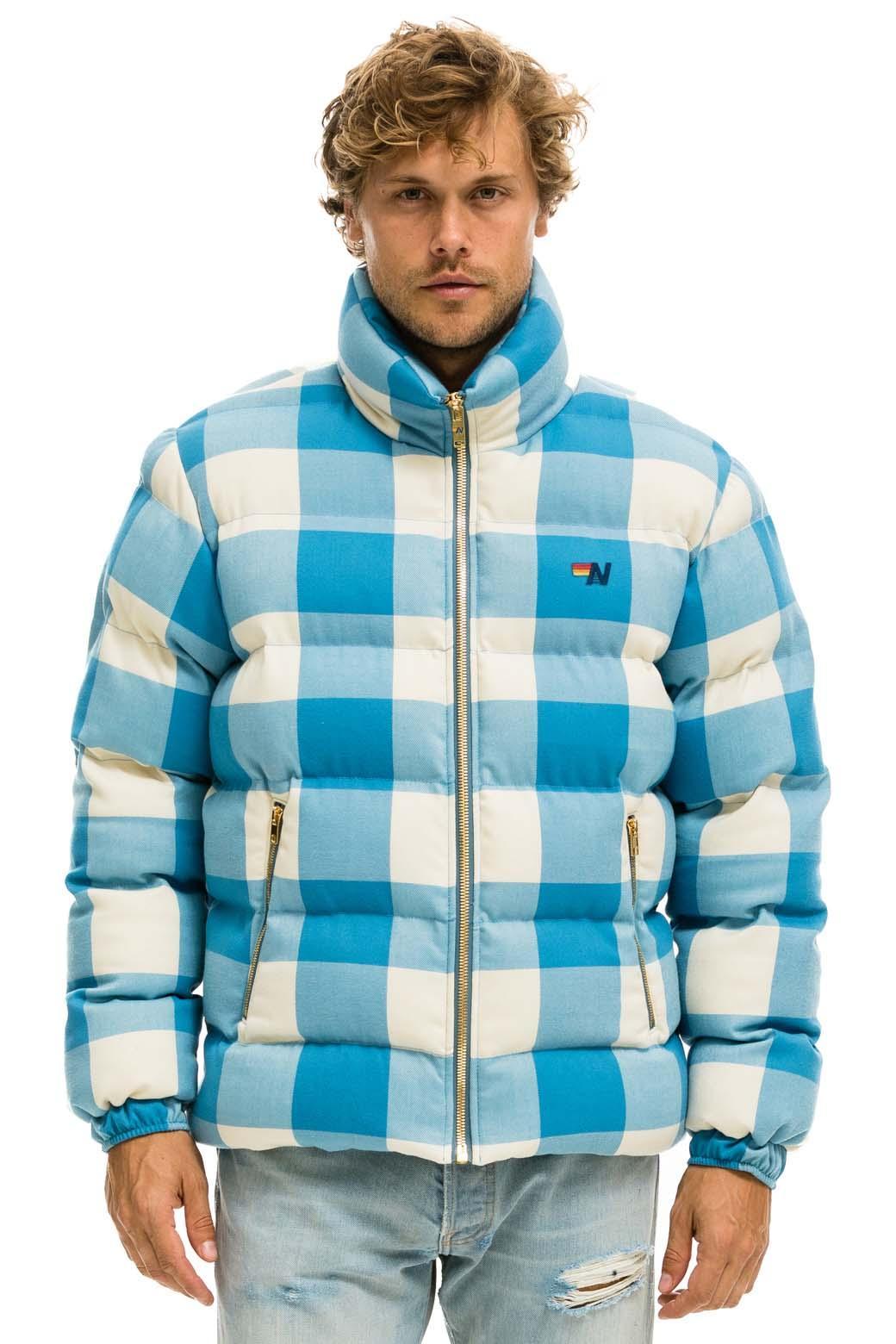 UNISEX PLAID TRAVELER JACKET - SKY PLAID Unisex Product Image