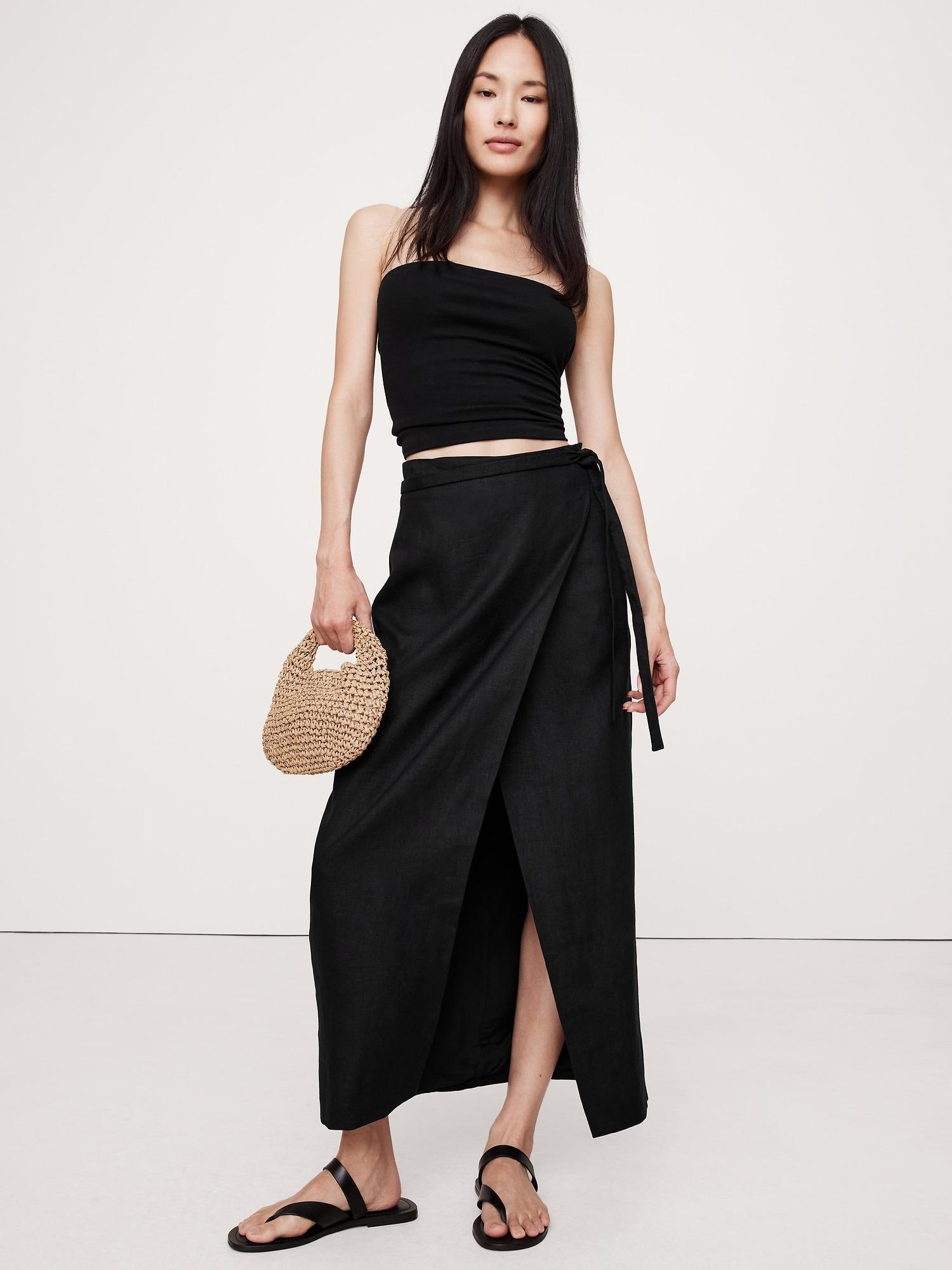 Linen Wrap Maxi Skirt Product Image