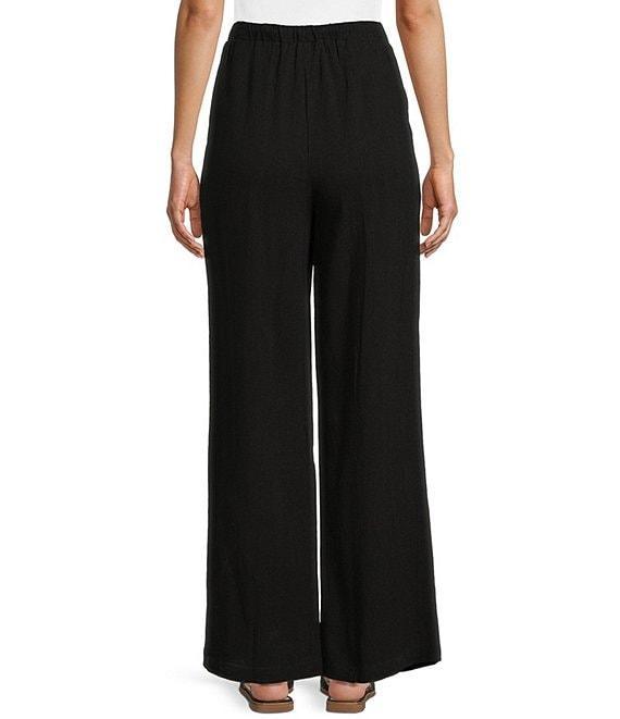 Honey & Sparkle Washed Linen Mid Rise Elastic Waist Flat Front Pants Product Image