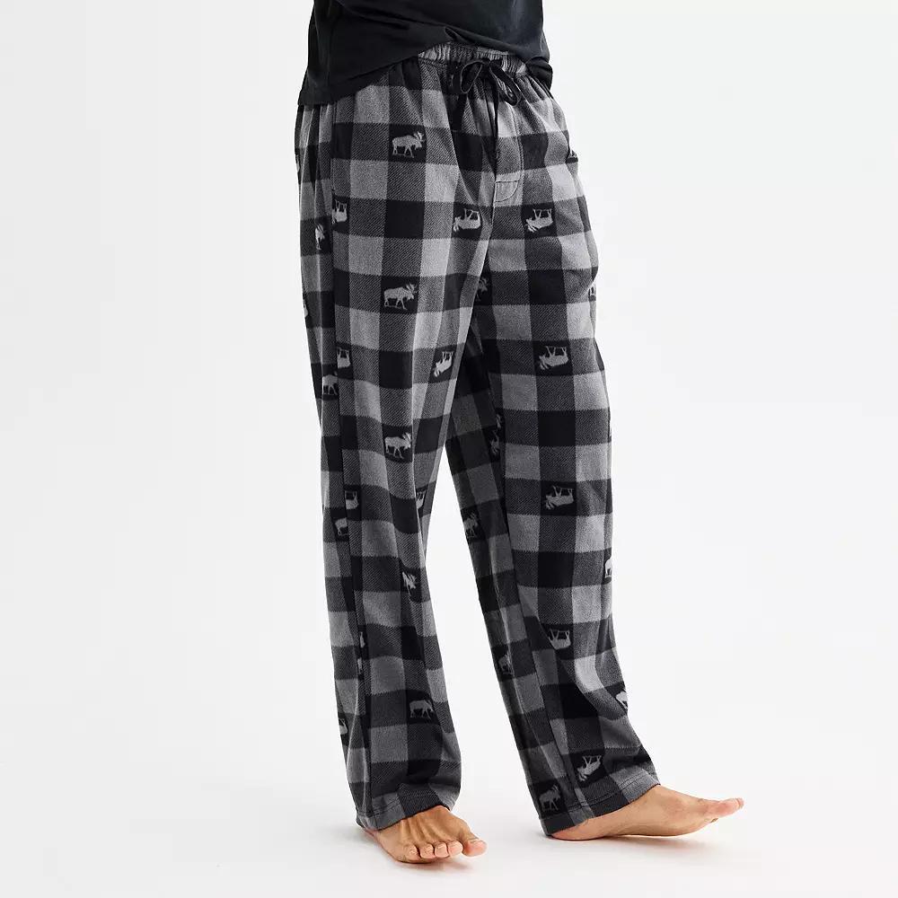 Men's Sonoma Goods For Life® Microfleece Pajama Pants, Size: XXL, Gray Moose Buffalo Product Image