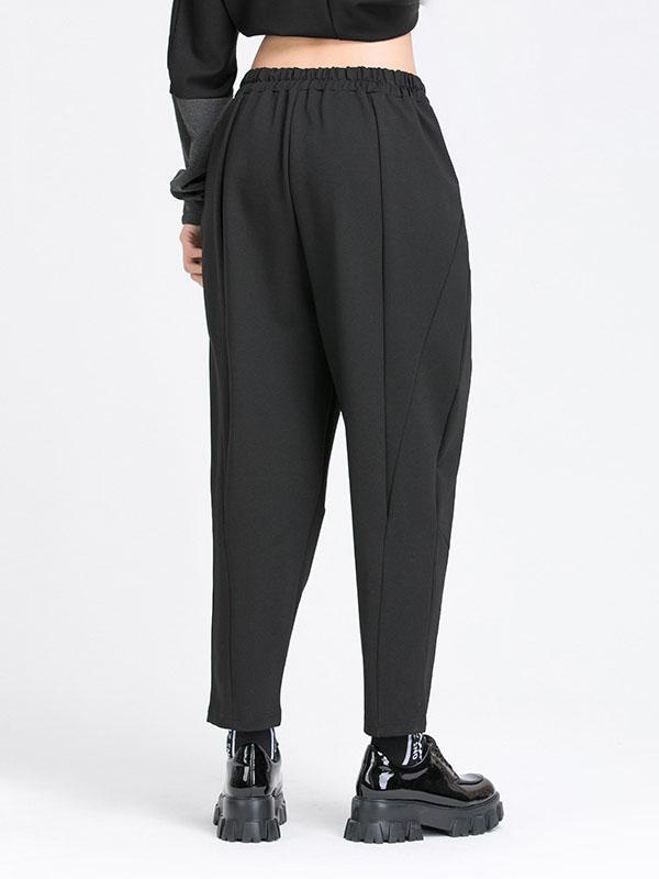 Simple Harem Pants Loose Elasticity Solid Color Casual Pants Bottoms Product Image