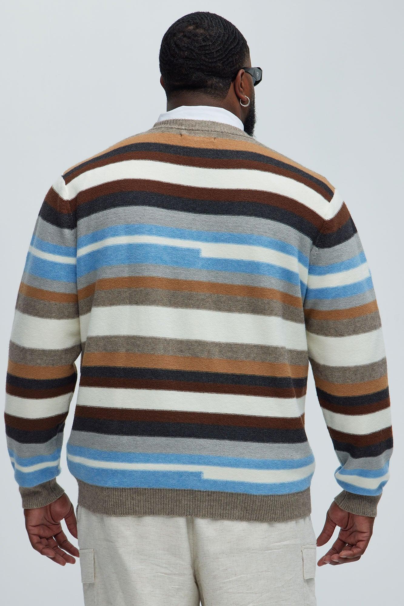 Full Striped Crewneck Sweater - Brown/combo Product Image