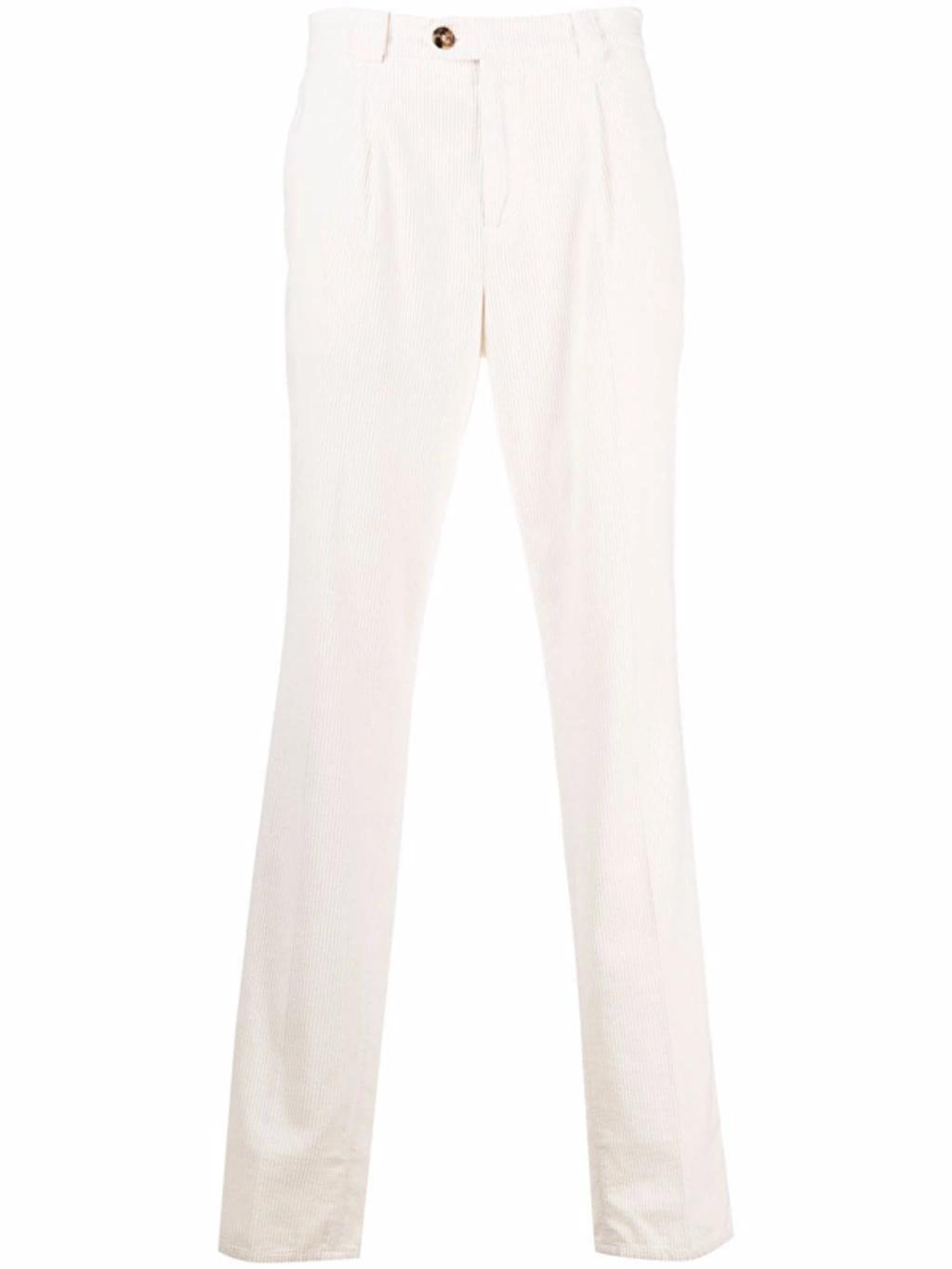 BRUNELLO CUCINELLI Slim-cut Tailored Trousers In Cream Product Image