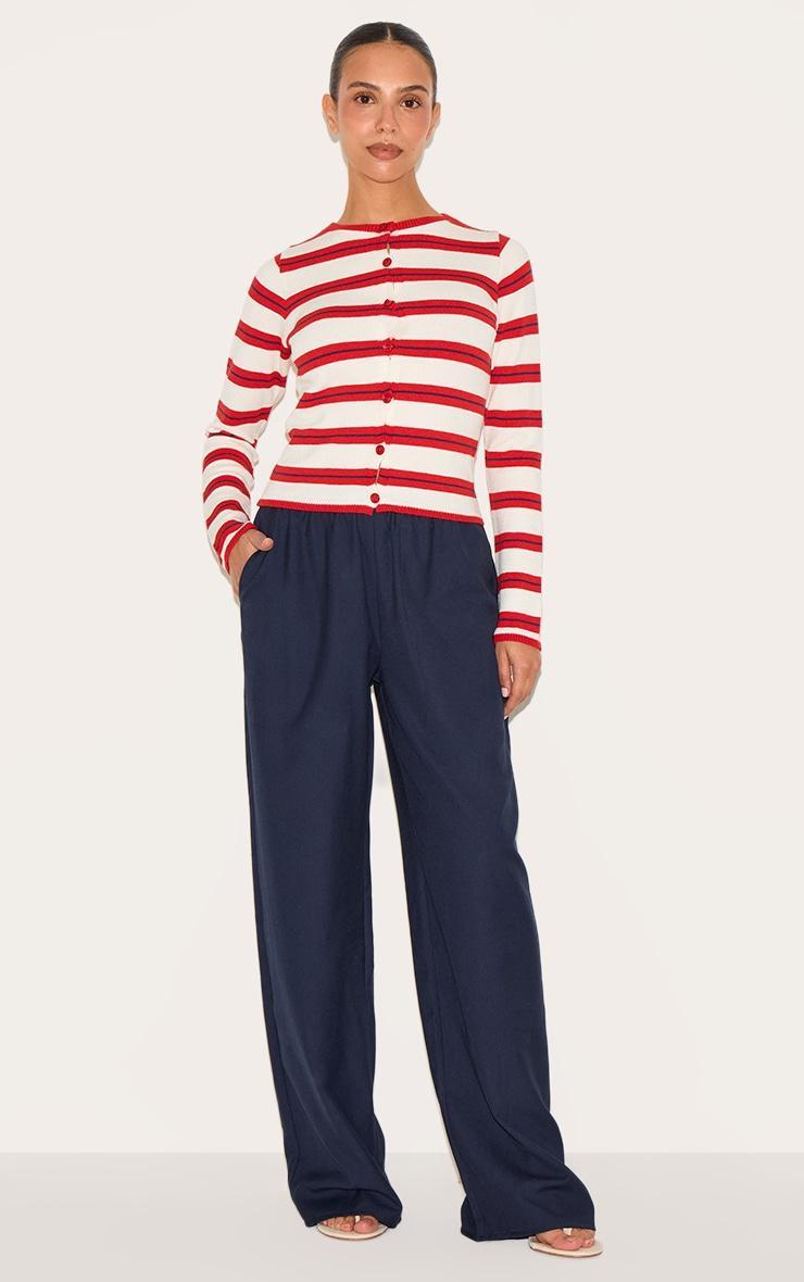 Petite Red Stripe Knitted Stripe Long Top Product Image