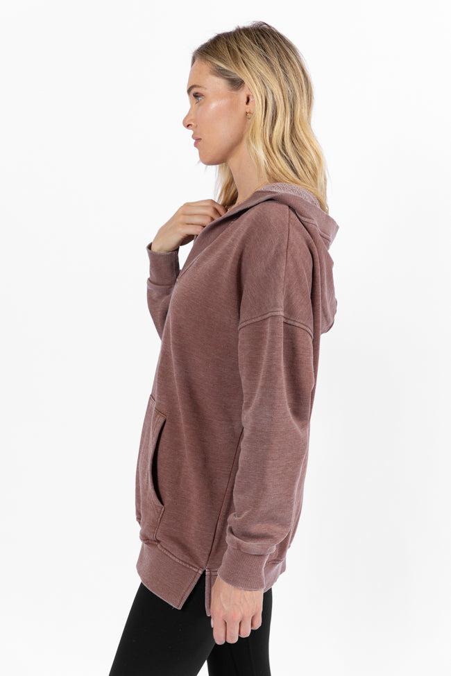 Ways To Go Brown Acid Wash Oversized Hoodie SALE Product Image