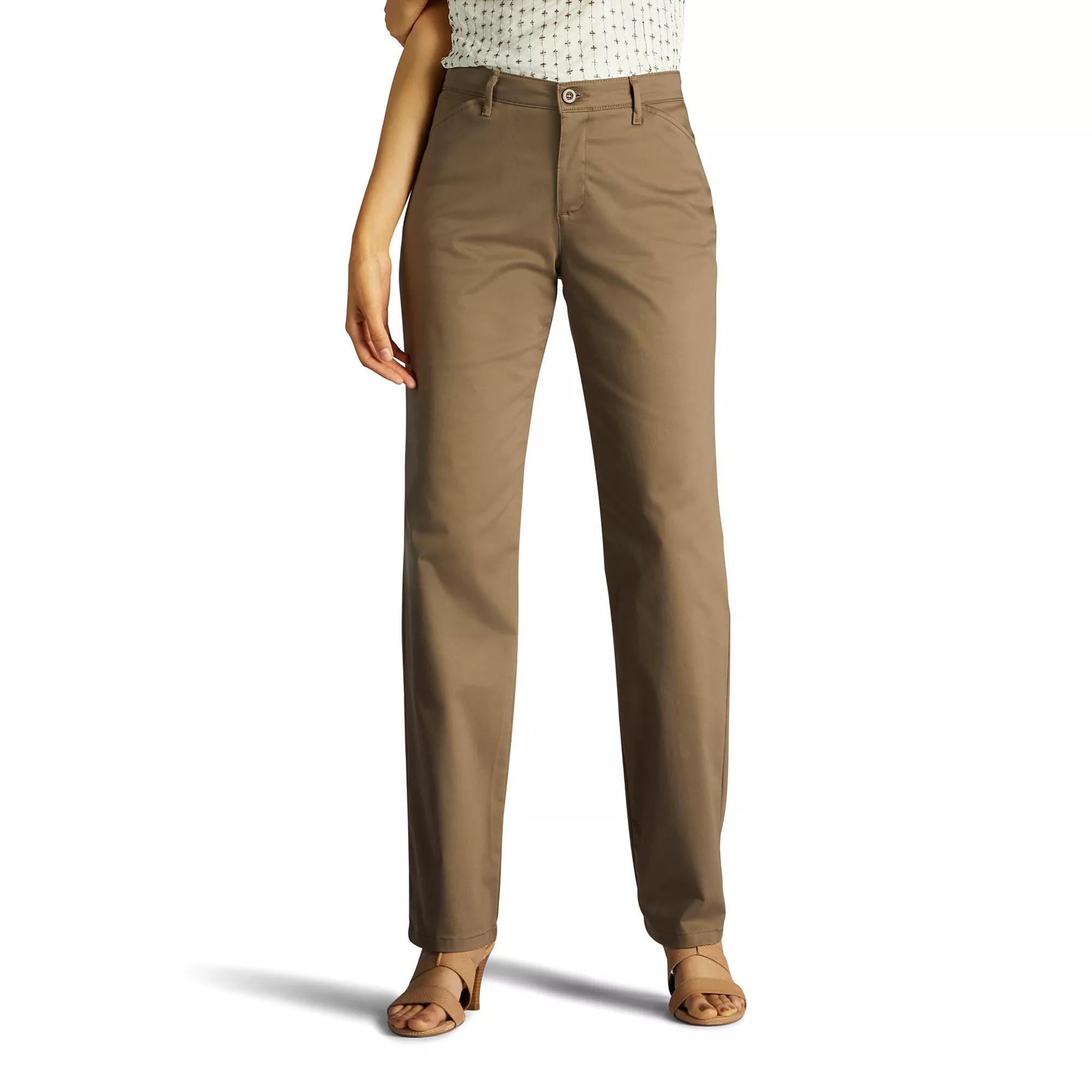 Women's Lee® Relaxed Fit Straight-Leg Twill Pants, Size: 6 Regular, Deep Breen Product Image