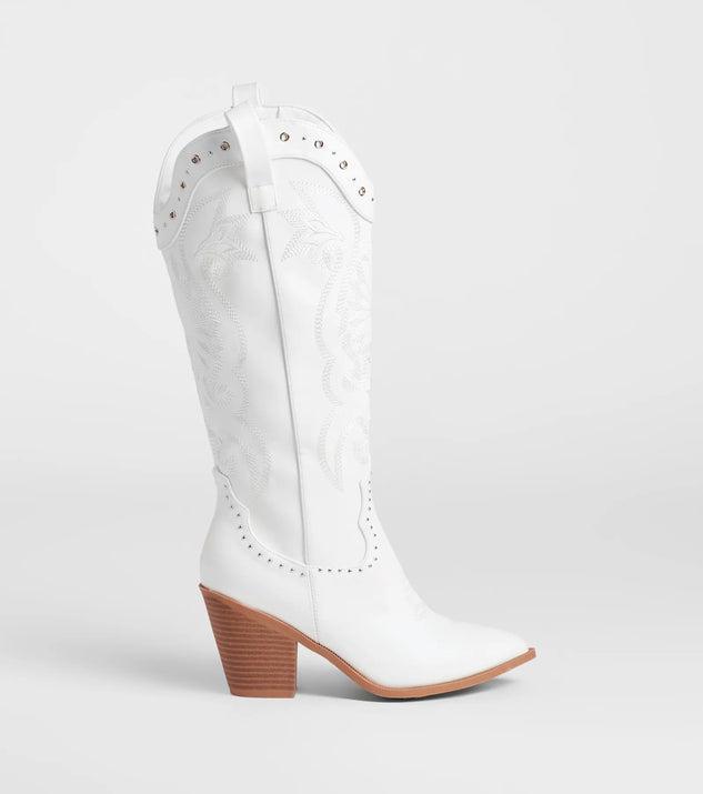 Edgy Western Vibe Studded Cowboy Boots Product Image