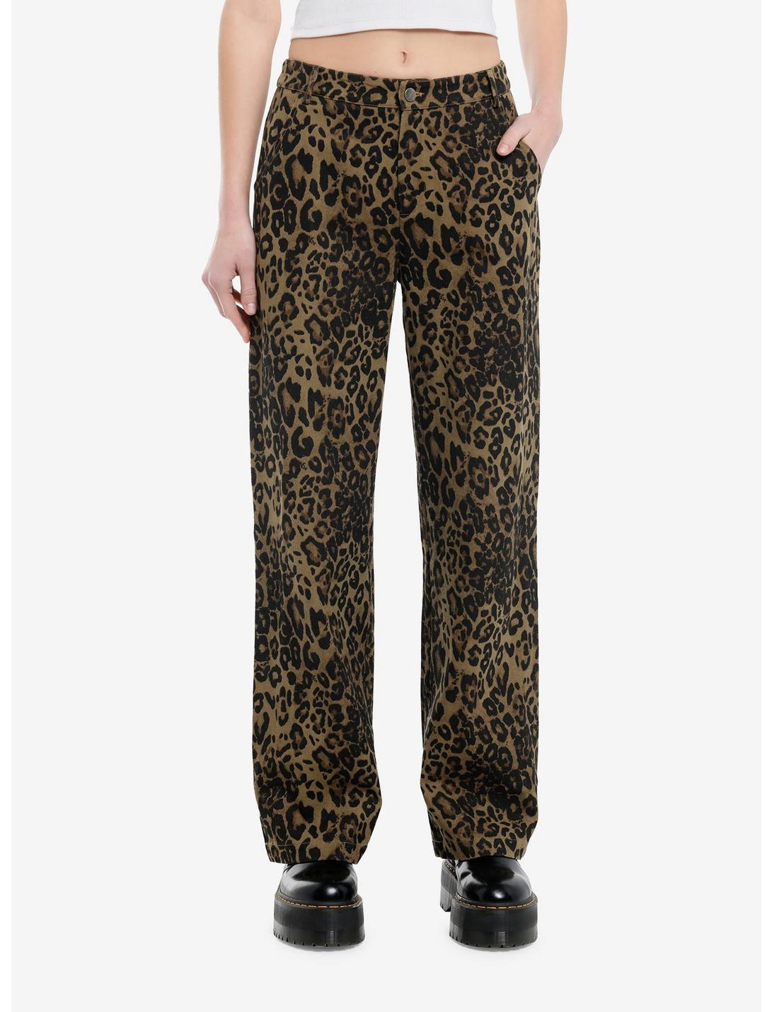 Leopard Print Wide Leg Jeans Product Image