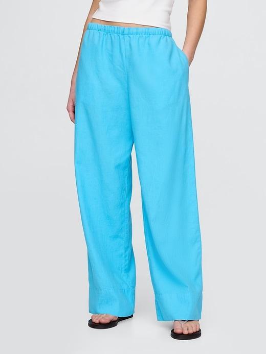 Linen-Blend Easy Wide-Hem Pants Product Image