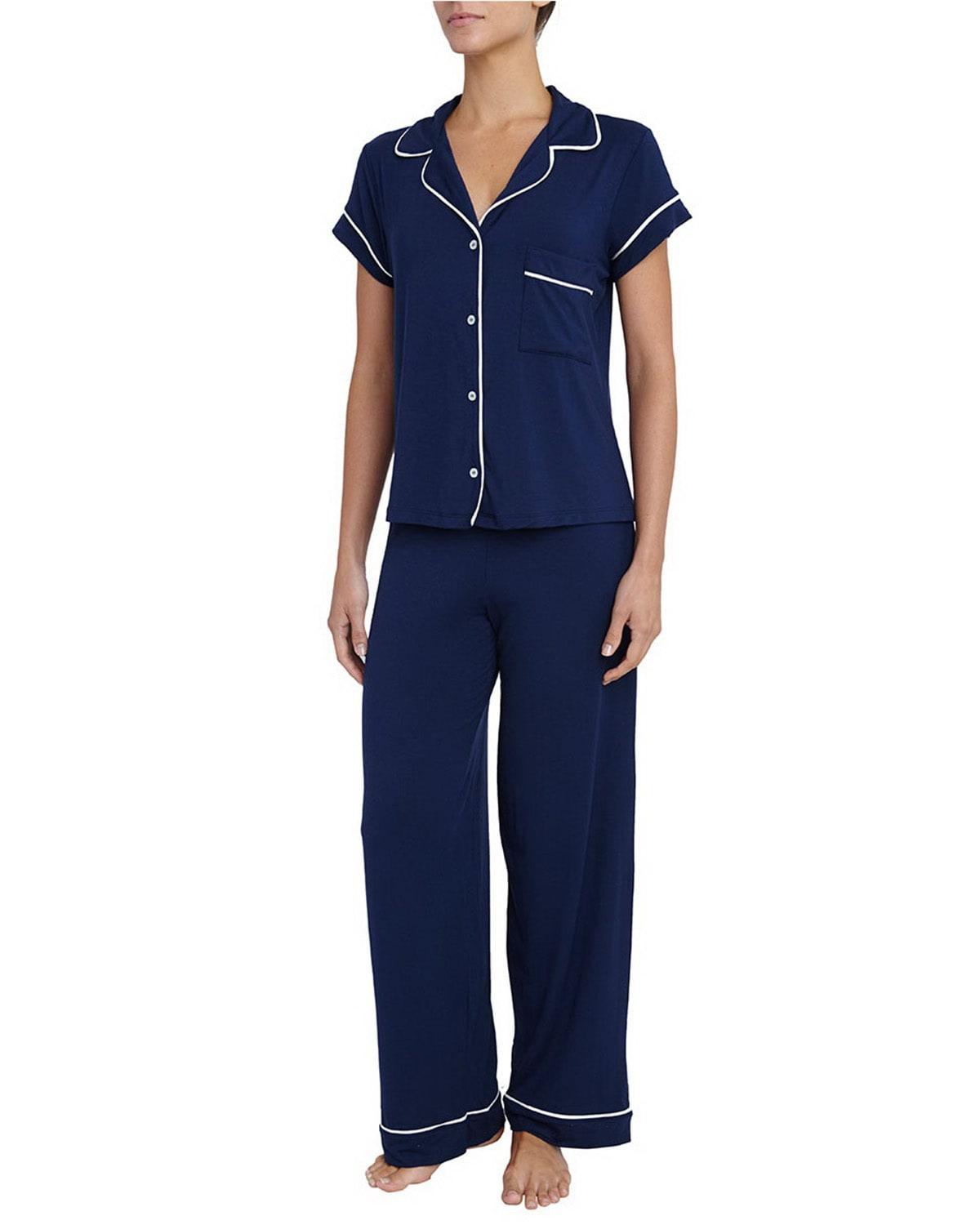 Eberjey Gisele Short Sleeve PJ Set Navy/Ivory S Product Image