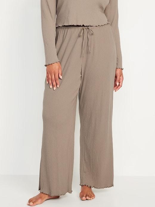 High-Waisted Ribbed Pajama Pants Product Image