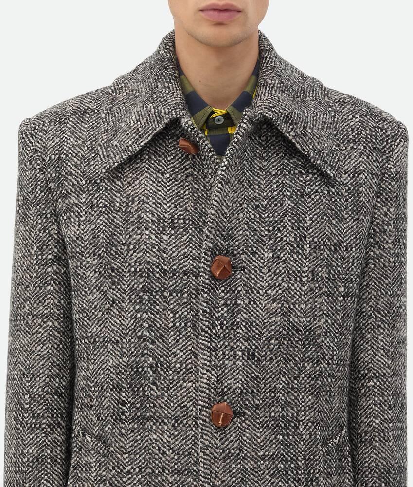 Men's Wool Chevron Coat in Black/chalk/beige Product Image