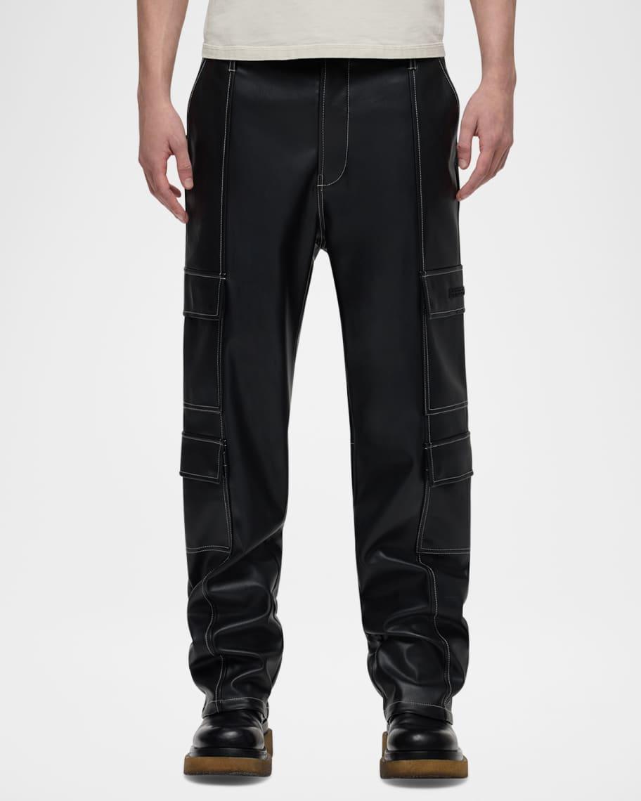 Men's Baggy Faux-Leather Cargo Pants Product Image