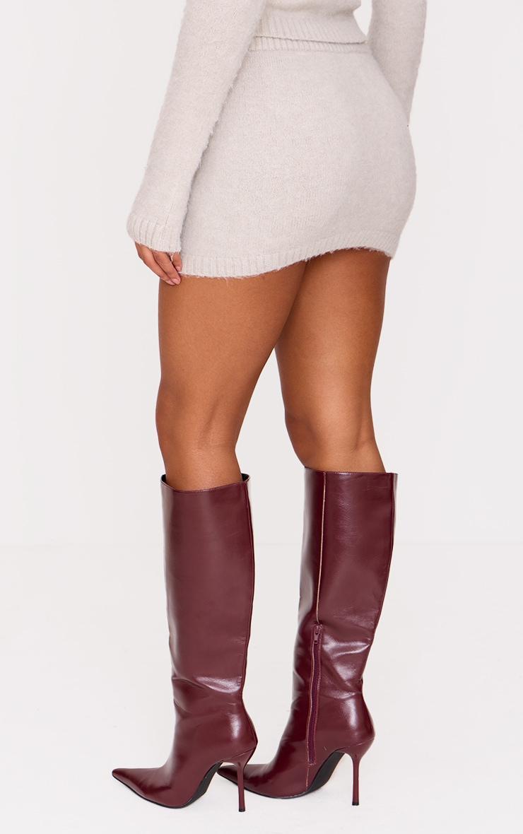 Grey Soft Knit Asymmetric Popper Detail Mini Skirt Product Image