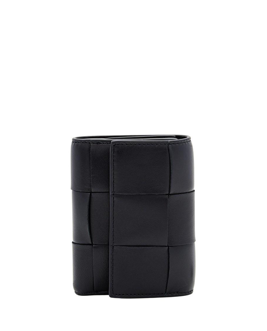 BOTTEGA VENETA Cassette Tri-fold Wallet In Black Product Image