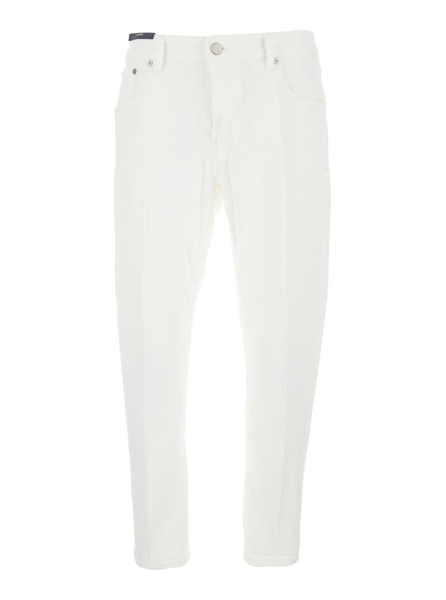 PT TORINO White Five Pocket Jeans With Logo Patch On The Back In Cotton Man Product Image