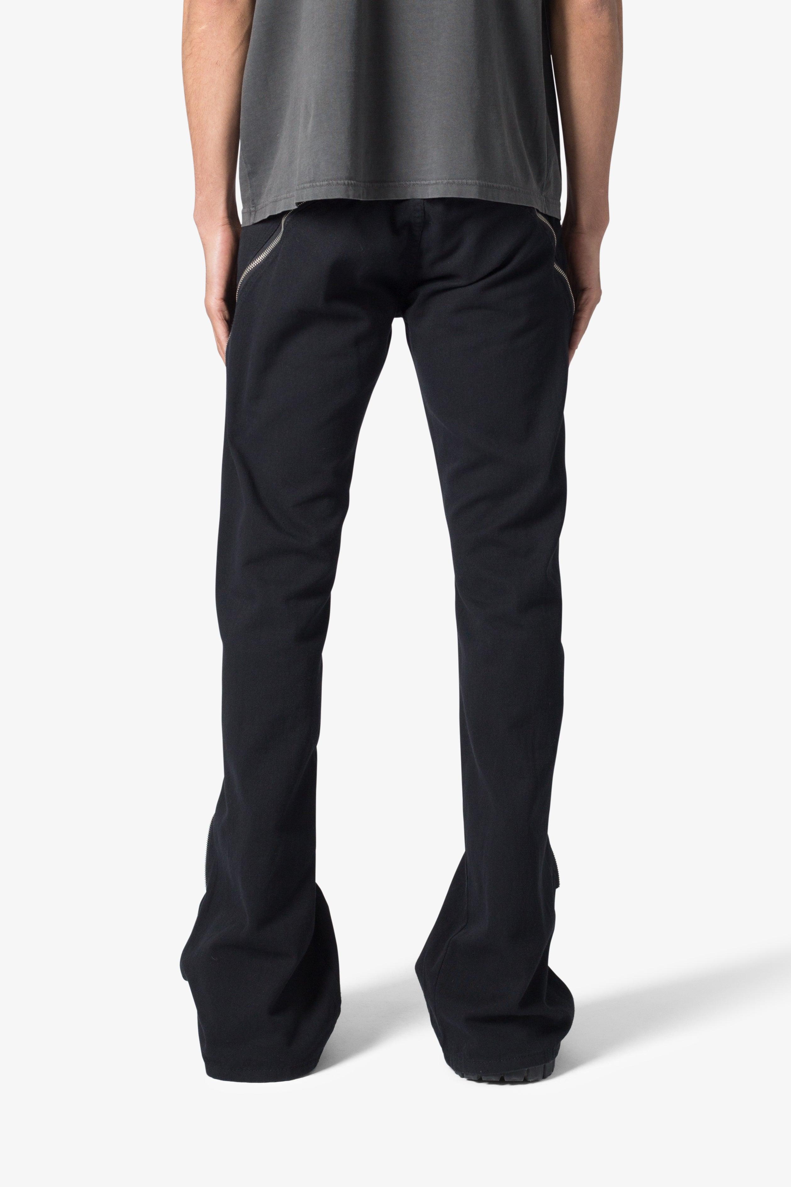 D519 Zipper Flare Denim - Black Product Image