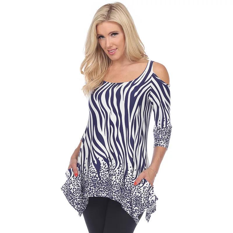 White Mark Womens Printed Cold Shoulder Tunic Top Product Image