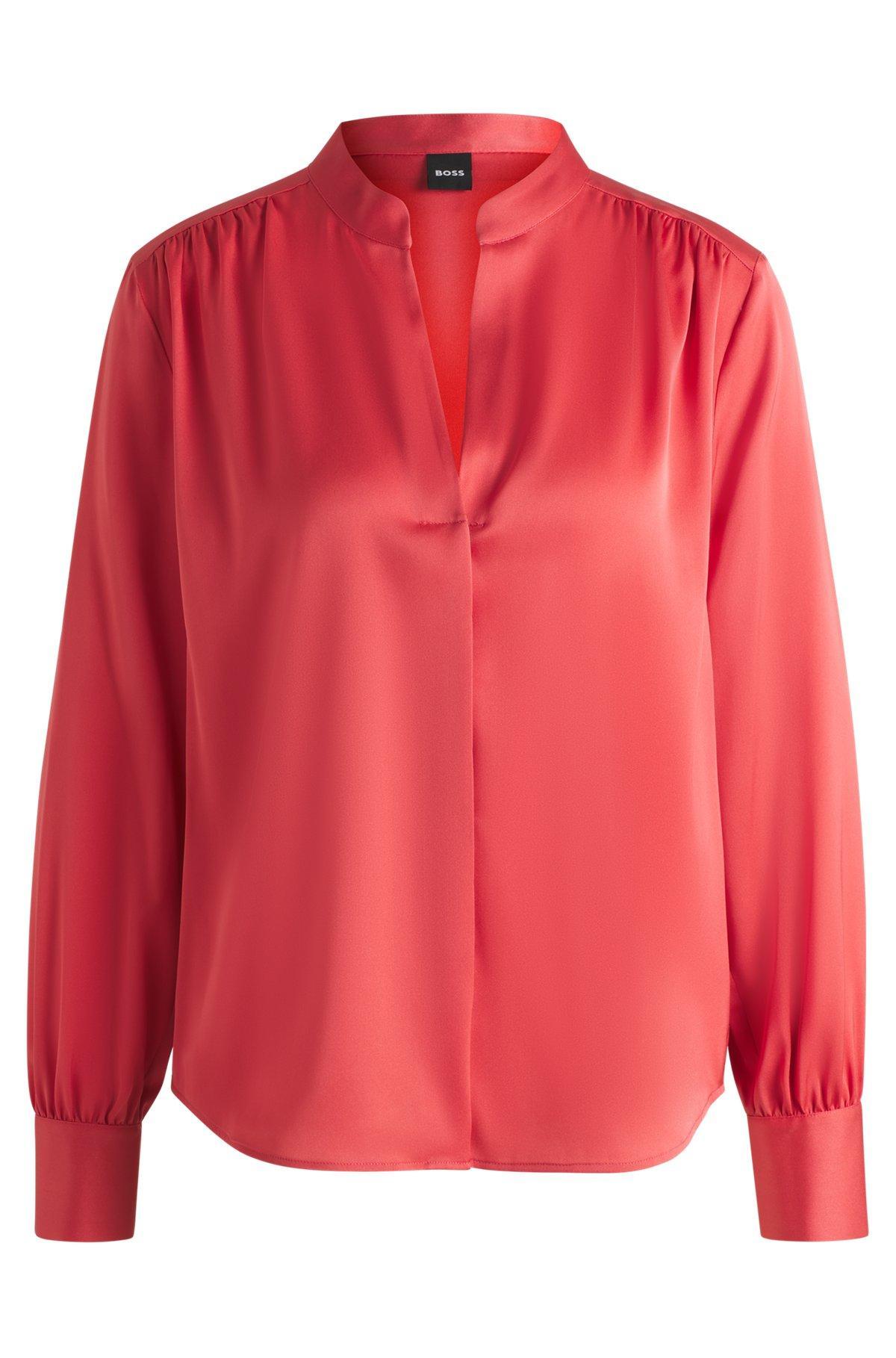 Regular-fit blouse in stretch silk Product Image