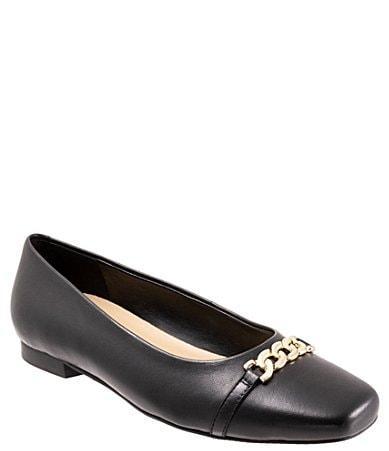 Trotters Harmony Leather Square Toe Chain Flats Product Image