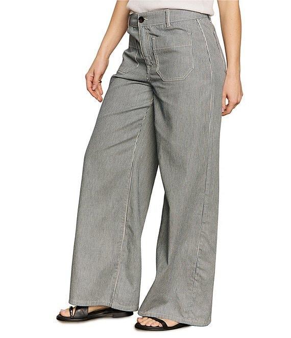 Sanctuary Marine Stripe High Rise Wide Leg Pants Product Image