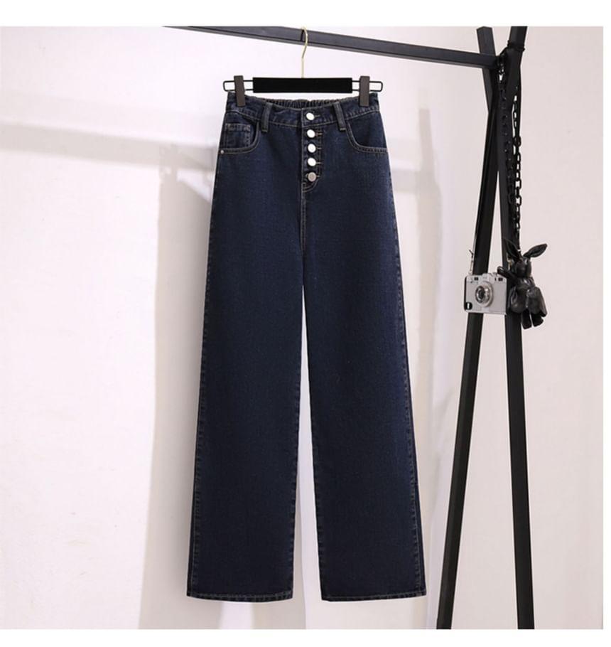 Plus Size High Rise Wide Leg Jeans Product Image