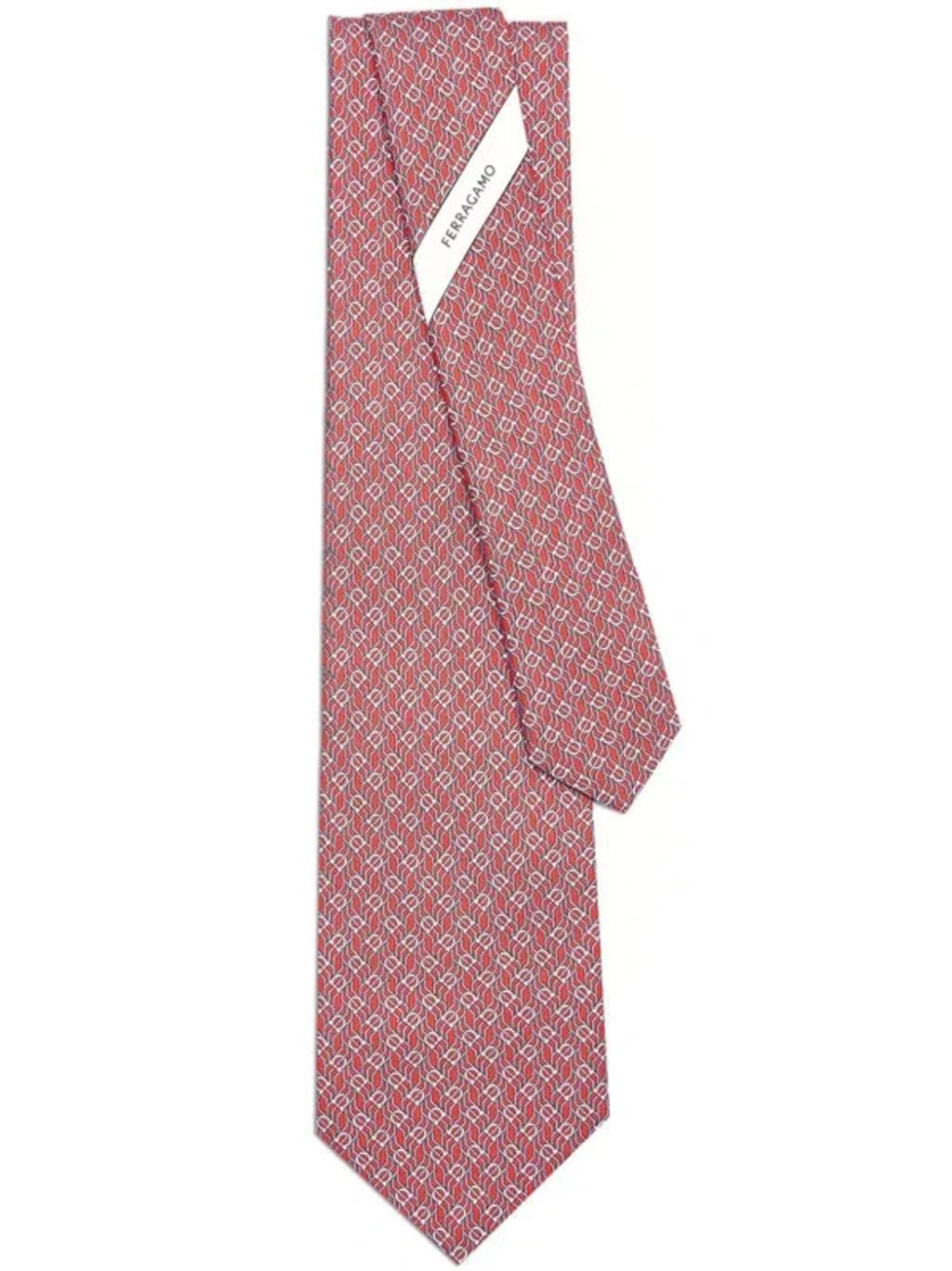 FERRAGAMO Tie With Print In Red Product Image