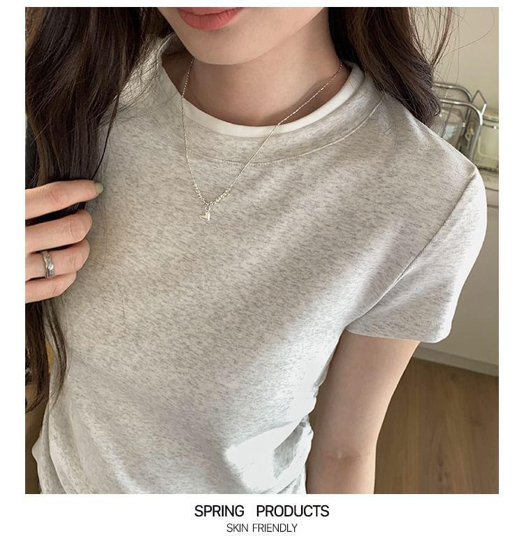 Mock Two-Piece Short-Sleeve Round Neck Tee Product Image