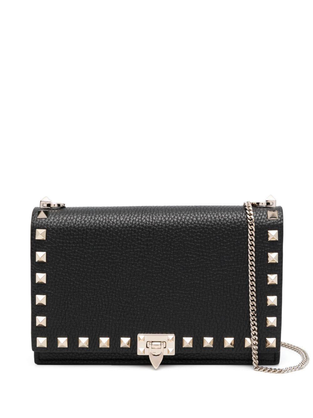 VALENTINO GARAVANI Rockstud Grainy Leather Crossbody In Black Product Image