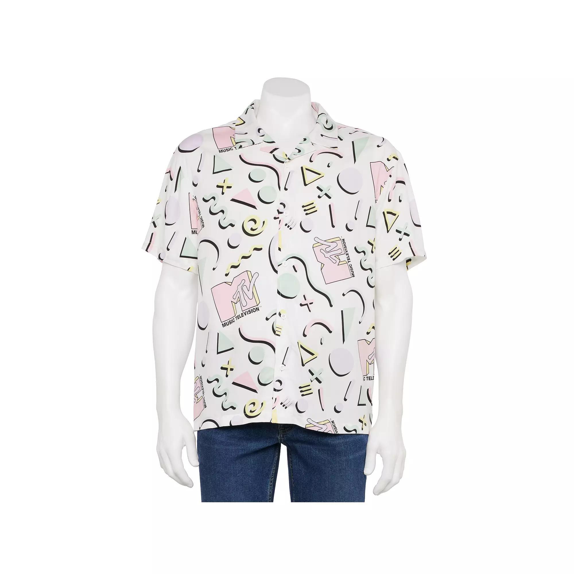 Men's MTV 90's Print Button Front Top,  Product Image