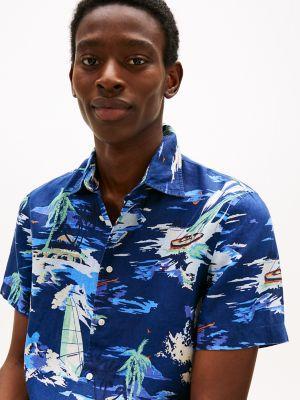 Regular Fit Linen Vacation Print Shirt Product Image