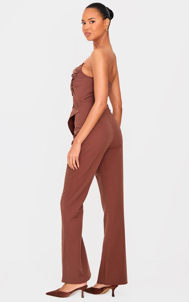 Chocolate Ruched Pointed Corset Bandeau Jumpsuit Product Image