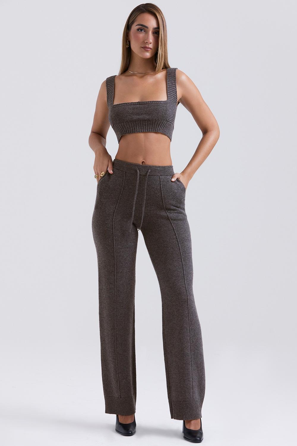 Yalina Charcoal Cashmere Blend Trousers - SALE Product Image