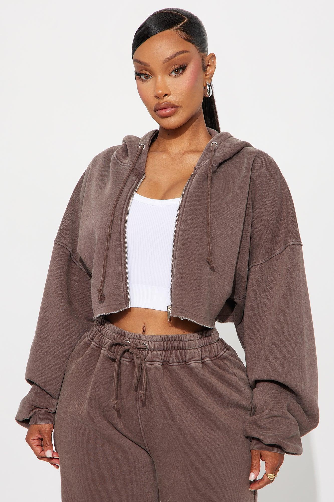On The Go Fleece Pant Set - Chocolate Female Product Image