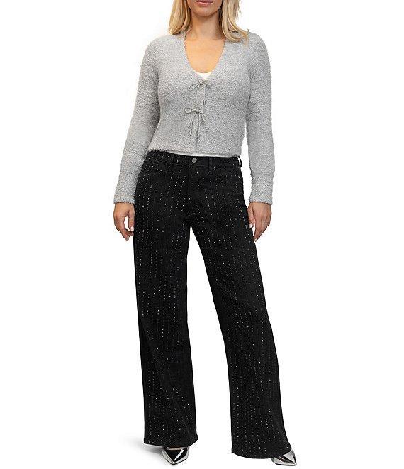 Stevie by Steve Madden V-Neck Jewel Bow Strap Cardigan Product Image