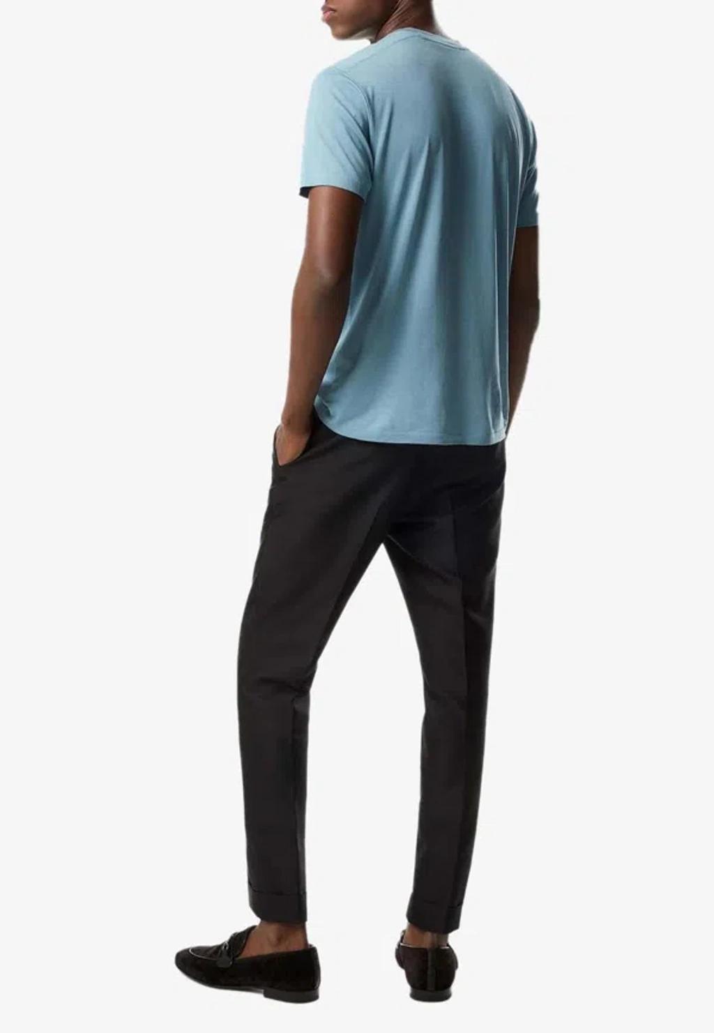 TOM FORD Classic Crewneck Short-sleeved T-shirt In Blue Product Image