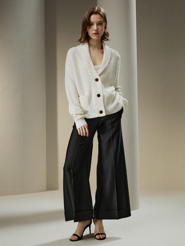 Wool-Cashmere Blend Shawl Collar Cardigan Product Image