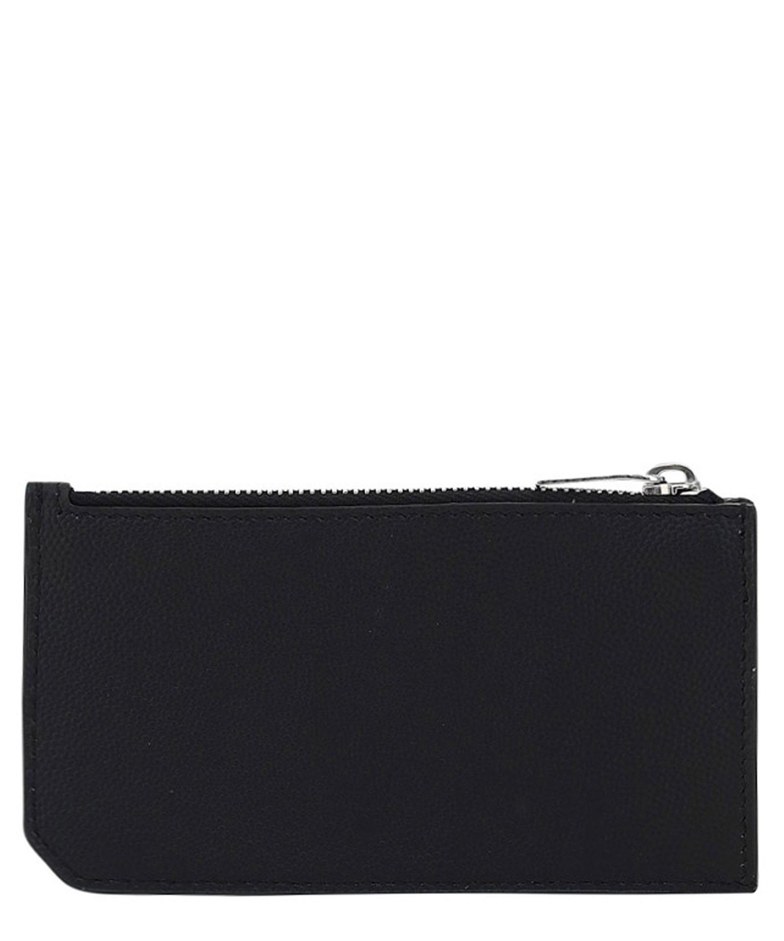 SAINT LAURENT Compact Leather Card Holder In Black Product Image